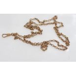 9ct rose gold fob chain with parrot clasp weight: approx 15.4 grams, size: 42cm in length (doubled