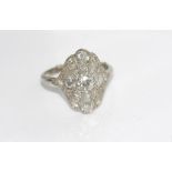 Aust. Apte Art Deco 18ct white gold & diamond ring weight: approx 4 grams, size: S/9 (with