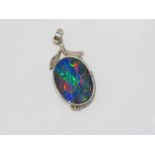 Silver and good colour opal pendant size: approx 3.5cm including bale