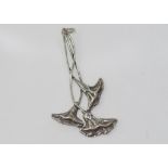 Art Nouveau style sterling silver flower pendant size: approx 6cm