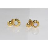 18ct yellow gold, solid opal and diamond studs with 14ct yellow gold backs, total weight: approx 3.5