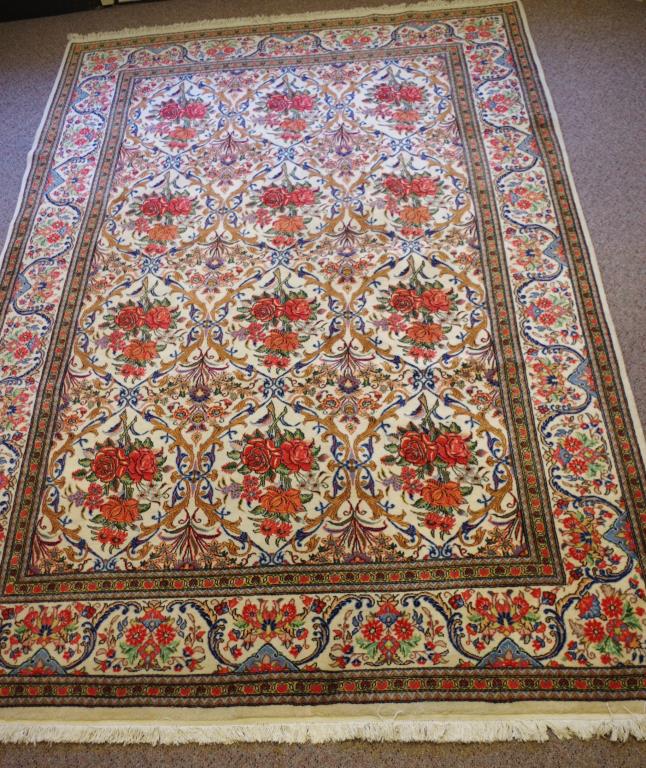 Middle Eastern style rug with cream colour tones, 320cm x 205cm approx