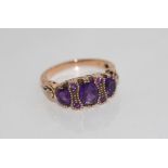 9ct rose gold, amethyst and diamond ring weight: approx 3.1 grams, size: N-O/7