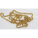 Italian 18ct yellow gold twist and barrel necklace with bolt clasp, weight: approx 26.1 grams, size: