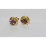 18ct yellow gold and gem set earrings weight: approx 2.4 grams, testing as garnet
