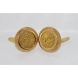 18ct gold & 1915 Sydney sovereign cufflinks total weight: approx 21.3 grams