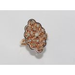 14ct rose gold, diamond and enamel ring weight: approx 4.5 grams, size: P-Q/8