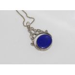Sterling silver & lapis lazuli spinning seal on a sterling silver chain