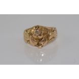 Antique 18ct yellow gold ring with symbols Scottish thistle, English rose, Irish shamrock -