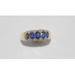 14ct yellow gold, sapphire and diamond ring weight: approx 3.9 grams, size: O-P/7
