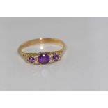 9ct yellow gold, amethyst and diamond bridge ring weight: approx 2.1 grams, size: P-Q/7-8