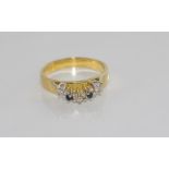 18ct yellow gold, stone set ring weight: approx 4 grams, size: N/7