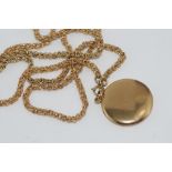 Vintage 9ct yellow gold chain and round locket total weight: approx 30 grams (unmarked but tested as