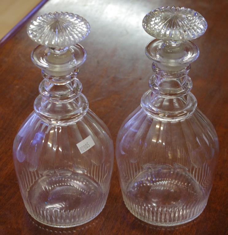 Pair of Georgian cut glass decanters H24cm approx - Image 2 of 2