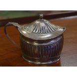 George lll sterling silver mustard pot with gilt interior & blue glass liner, hallmarked London