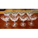 Eight Waterford champagne crystal glasses Kathleen pattern, 12cm high approx