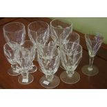 Eleven various Waterford crystal glasses Kathleen pattern, 4 claret wine, 3 white wine,3 port, and 1