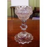 Antique Georgian cut crystal sweetmeat glass 16.5cm high approx. Purchased Delomosne, Kensington