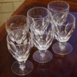Six Waterford crystal "Kathleen" claret glasses one with minor chip to rim
