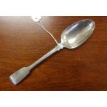 Early Victorian sterling silver serving spoon fiddle pattern, maker: Mary Chawner, hallmarked