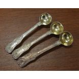 Three William lV sterling silver mustard spoons kings pattern, hallmarked London 1835, 99g approx.