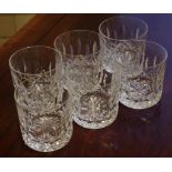 Six Waterford crystal Lismore whisky tumblers minor chip to top of one rim