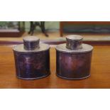 Pair of antique silver plated tea caddies