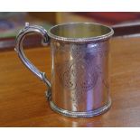 Victorian sterling silver christening mug maker HH, hallmarked London 1862, 113g approx., 8cm high