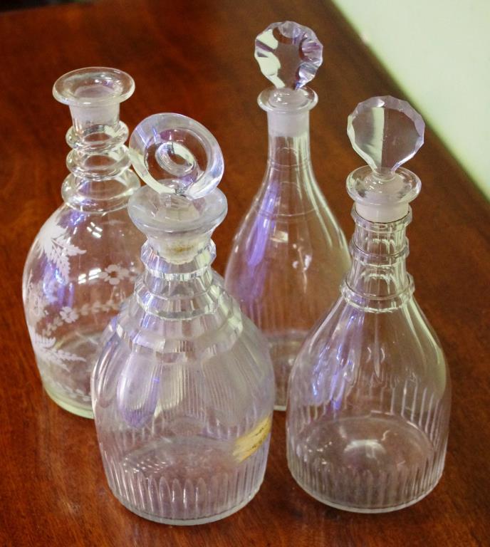 Four various Georgian glass decanters H24cm