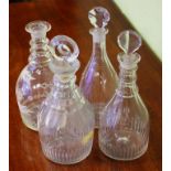 Four various Georgian glass decanters H24cm