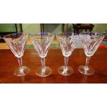 Four Waterford wine crystal glasses Sheila pattern, 17.5cm high approx