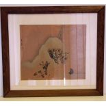 Framed Chinese floral painting 33cm X 39cm approx