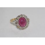 9ct two tone gold, diamond and pink stone ring weight: approx 3.4 grams, size: N/6-7