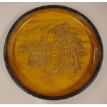 Carved Japanese turned bowl 32cm diameter approx.