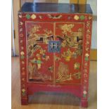 Oriental lacquer cabinet W58cm X D47cm X H83.5cm approx