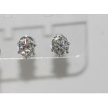 Good 18ct white gold and diamond stud earrings brilliant cut, 1.01ct total diamond weight, colour H,