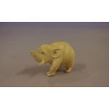 Small carved ivory elephant figure circa 1920 3.5 cm high approx.