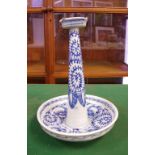 Large Chinese blue & white candlestick 29cm high approx.
