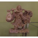Oriental soapstone figure of man carrying baskets 14cm high approx