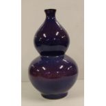 Large Chinese gourd vase with blue/purple glaze, 36cm high approx.