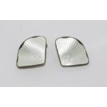 Norwegian sterling silver & white enamel earrings clip on