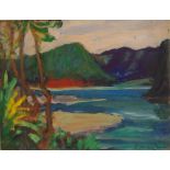 T. Katayama, Mountain Lake oil on board, signed lower right, 31cm x 40cm