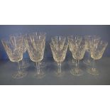 Ten Waterford Crystal wine glasses Lismore pattern, 4 red & 6 white wine