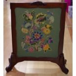 Vintage tapestry fire screen W65cm X H73cm approx