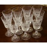 Eleven Waterford crystal red wine glasses Lismore pattern