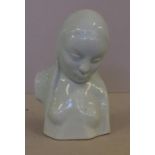 Glazed ceramic bust by Gustav Pillig (1877-1956) signed, 13cm high approx.