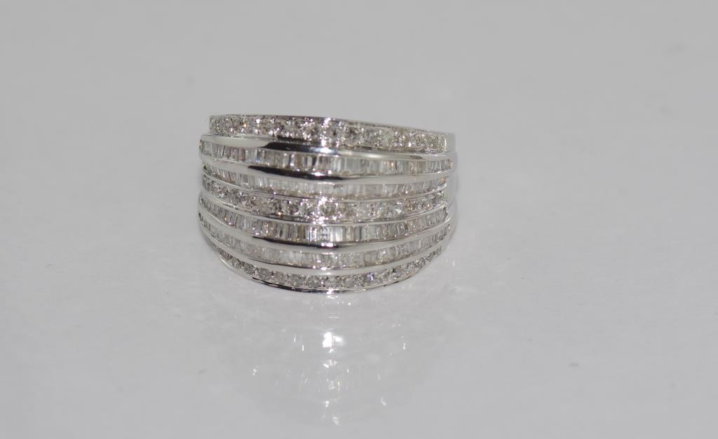 18ct white gold and diamond stacker style ring TDW=1.88ct, weight: approx 7.72 grams, size: O/7 - Image 2 of 2