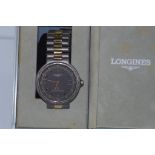 Longines titanium VHP Conquest quartz mens watch titanium and gold plated, with a grey dial and gilt