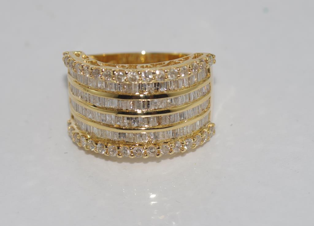 18ct yellow gold and diamond stacker style ring TDW= 2.17ct, weight: approx 9.21 grams, size: N-O/7