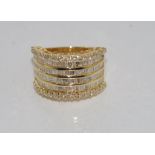 18ct yellow gold and diamond stacker style ring TDW= 2.17ct, weight: approx 9.21 grams, size: N-O/7